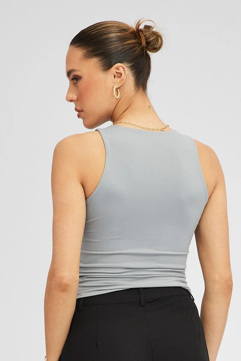 Grey Supersoft Tank Sleeveless sold by Ally Fashion product image thumbnail 5