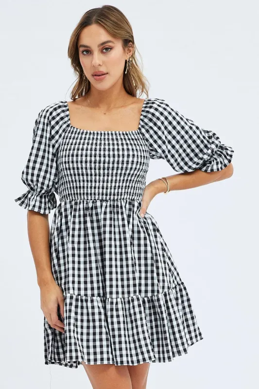 Check Mini Dress Square Neck sold by Ally Fashion