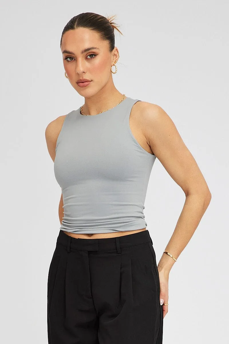 Grey Supersoft Tank Sleeveless sold by Ally Fashion product image thumbnail 3