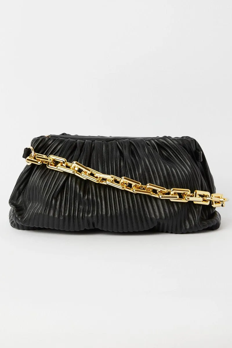 Black Ruched Crossbody Bag sold by Ally Fashion