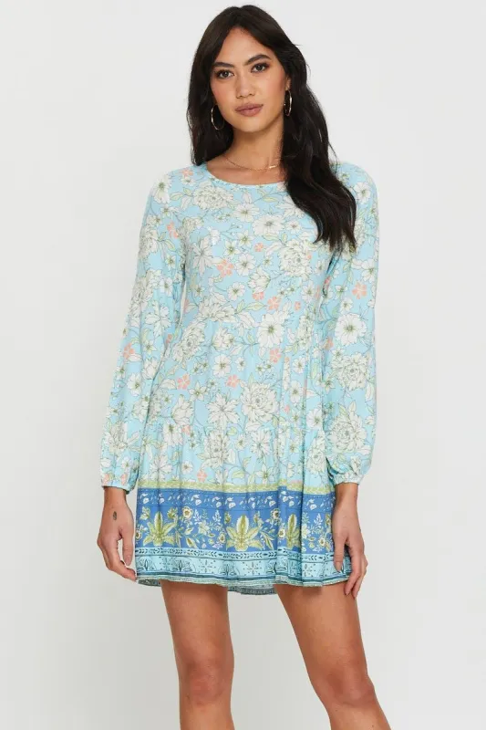 Boho Print Mini Dress Long Sleeve sold by Ally Fashion