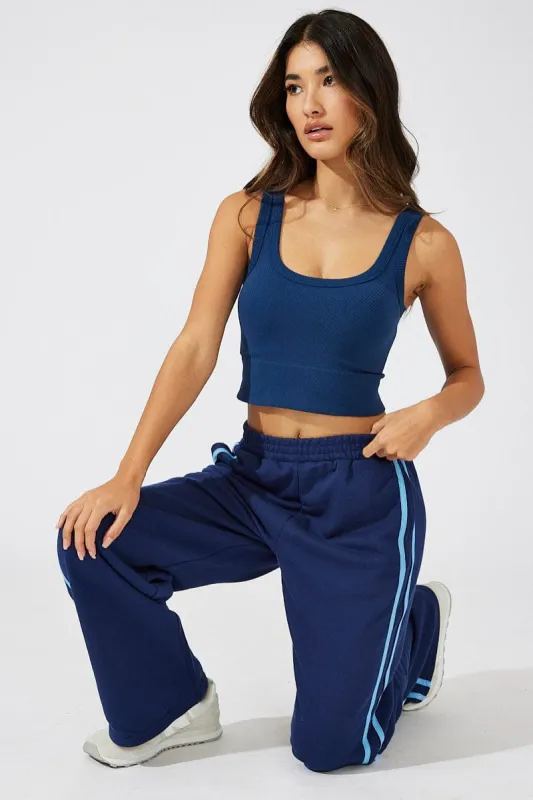 Blue Wide Leg Track Pants sold by Ally Fashion