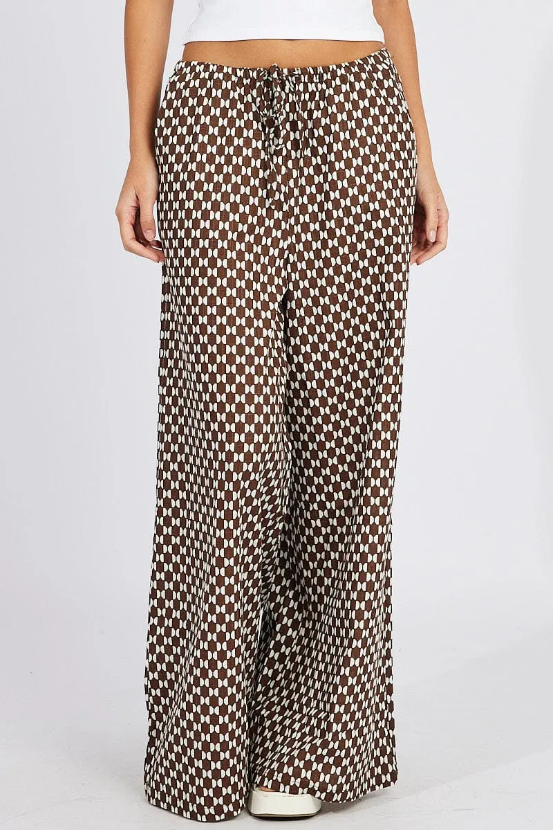Brown Geo Wide Leg Pants High Rise sold by Ally Fashion product image thumbnail 3