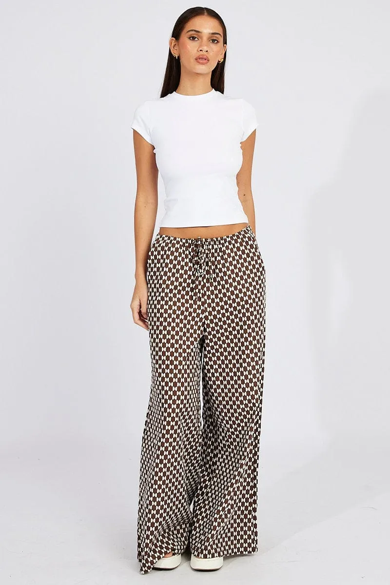 Brown Geo Wide Leg Pants High Rise sold by Ally Fashion product image thumbnail 2
