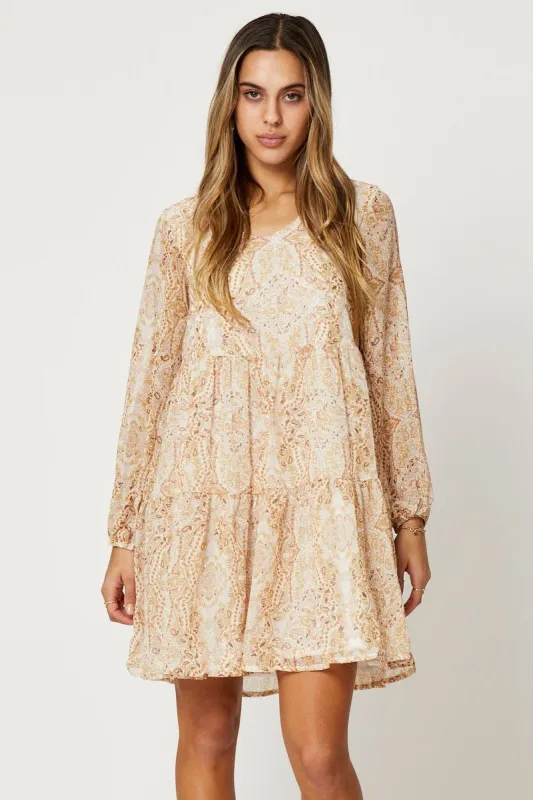 Print Tiered Skater Dress sold by Ally Fashion