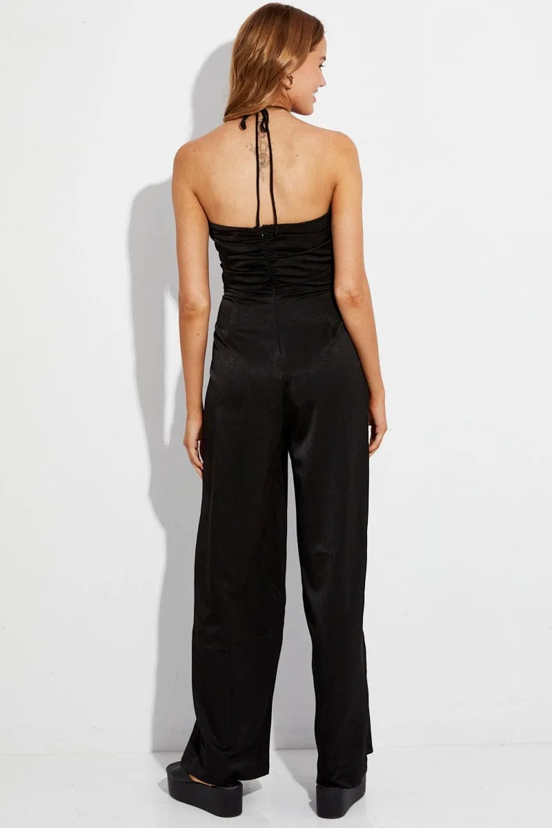 Black Halter Neck Keyhole Slinky Jumpsuit sold by Ally Fashion product image thumbnail 5