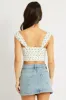 White Ditsy Crop Top Sleeveless Ribbon sold by Ally Fashion