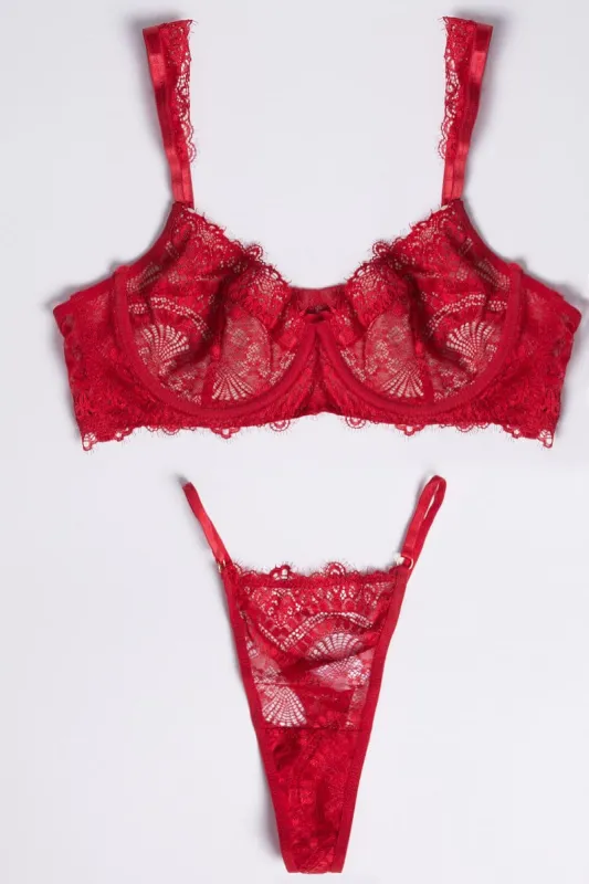 Red Lace Lingerie Set sold by Ally Fashion
