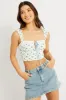 White Ditsy Crop Top Sleeveless Ribbon sold by Ally Fashion
