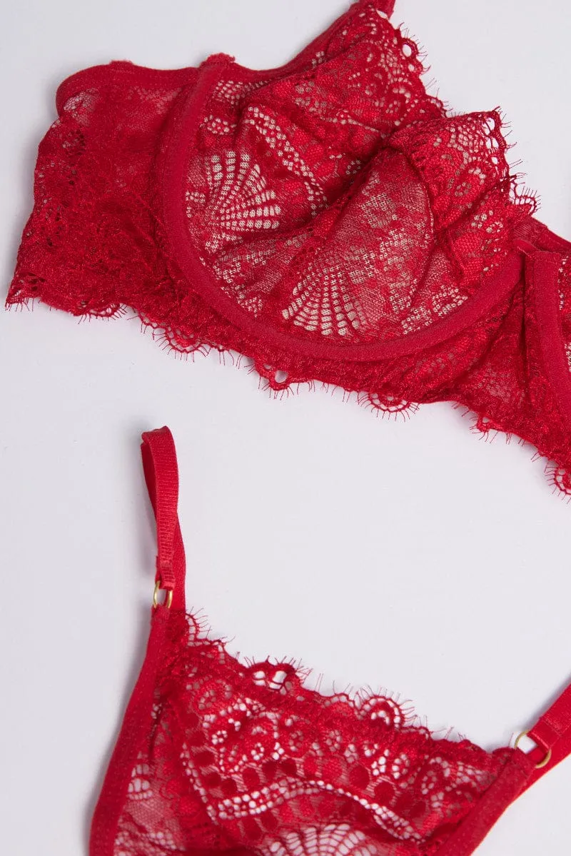 Red Lace Lingerie Set sold by Ally Fashion product image thumbnail 2