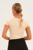 Beige Jersey Short Sleeve Graphic Crop Tee sold by Ally Fashion