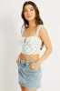 White Ditsy Crop Top Sleeveless Ribbon sold by Ally Fashion