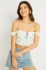 White Ditsy Crop Top Sleeveless Ribbon sold by Ally Fashion