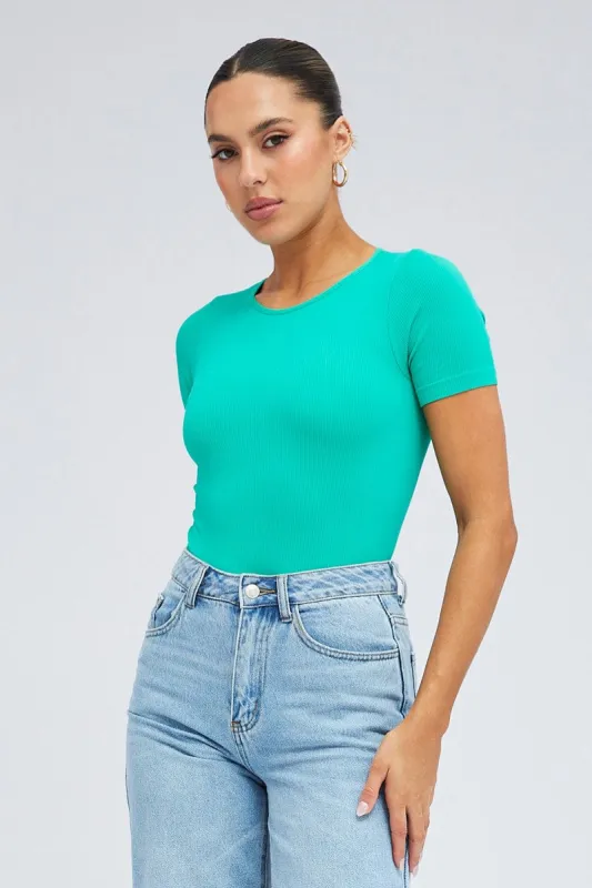Jade Bodysuit Short sleeve Crew neck Seamless sold by Ally Fashion