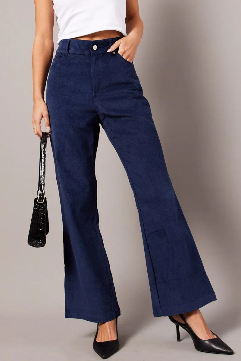 Blue Wide Leg Pants High Rise Corduroy sold by Ally Fashion product image thumbnail 5