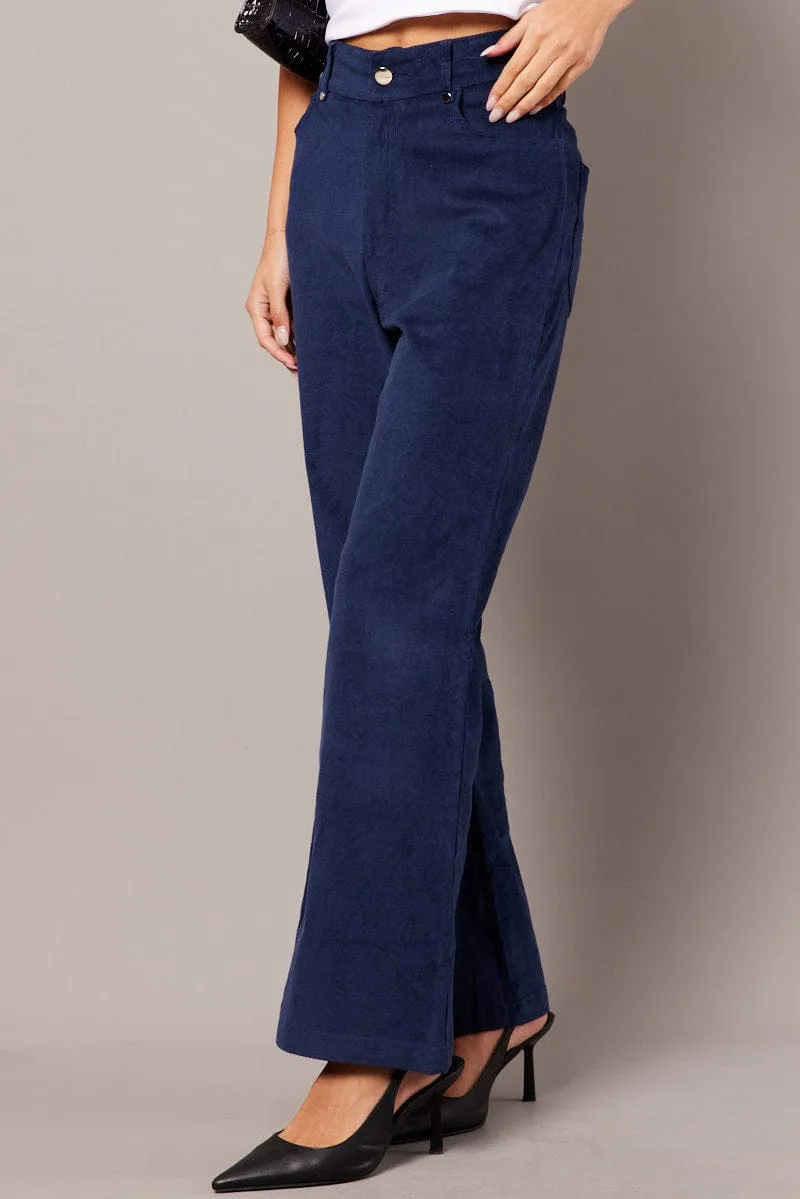 Blue Wide Leg Pants High Rise Corduroy sold by Ally Fashion product image thumbnail 3