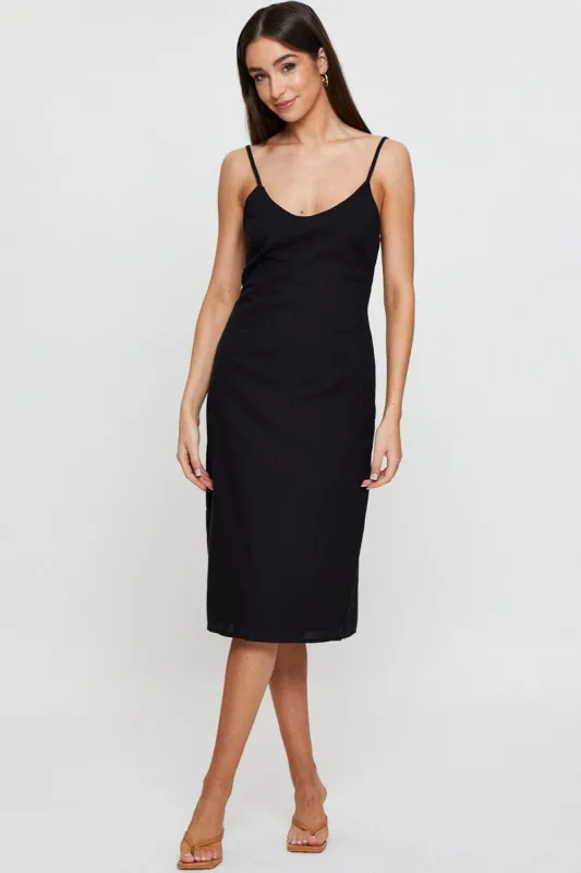 Black Slip Dress Linen sold by Ally Fashion