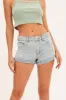Blue Mid Blue Relaxed Denim Shorts Low Rise sold by Ally Fashion
