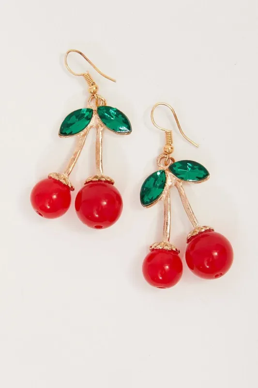 Red Cherry Charm Drop Earrings sold by Ally Fashion