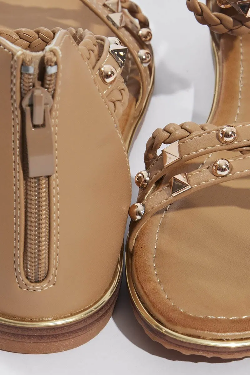 Beige Flat Studded Sandals sold by Ally Fashion product image thumbnail 2