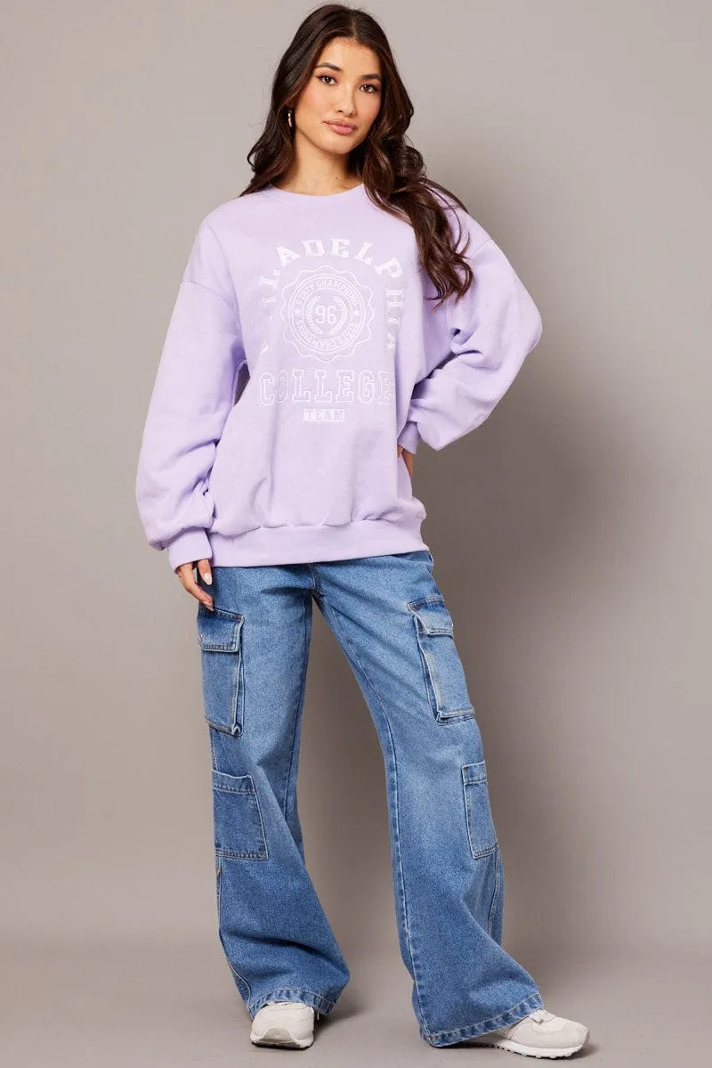 Purple Graphic Sweater Long Sleeve sold by Ally Fashion product image thumbnail 2