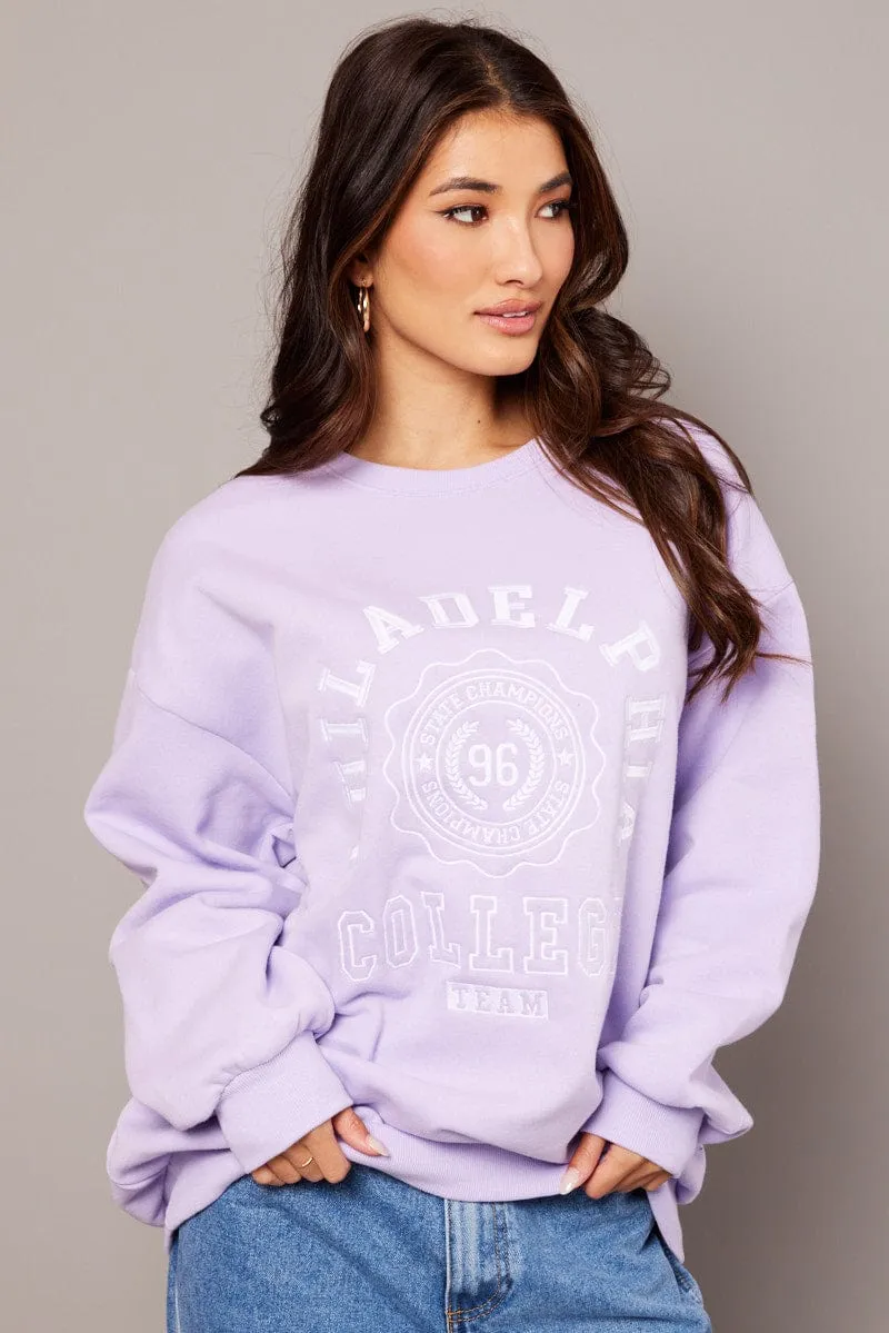 Purple Graphic Sweater Long Sleeve sold by Ally Fashion product image thumbnail 3