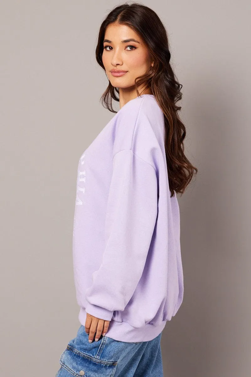 Purple Graphic Sweater Long Sleeve sold by Ally Fashion product image thumbnail 4
