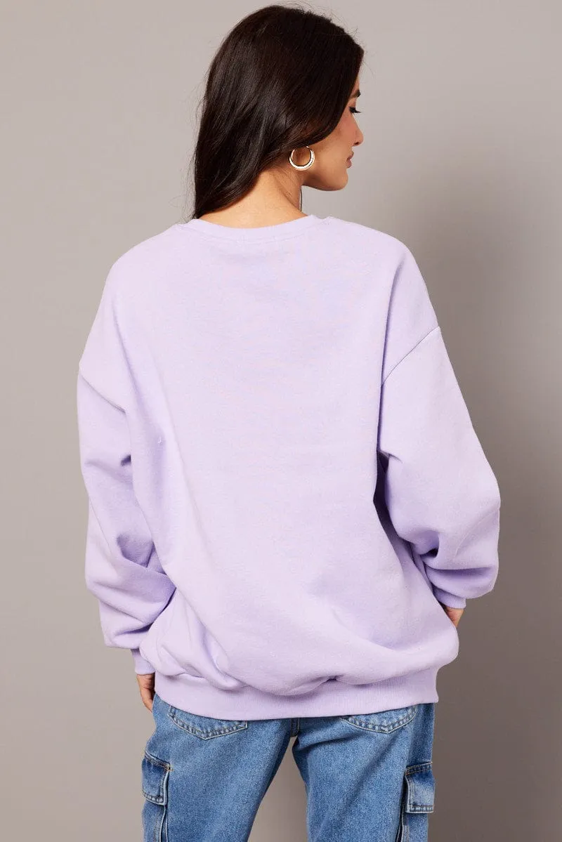 Purple Graphic Sweater Long Sleeve sold by Ally Fashion product image thumbnail 5
