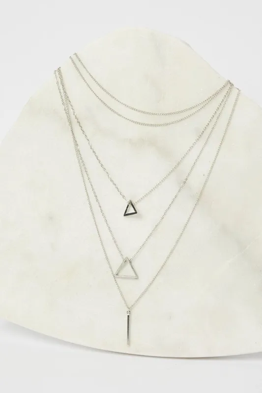 Metallic Geometric Layered Necklace Set sold by Ally Fashion