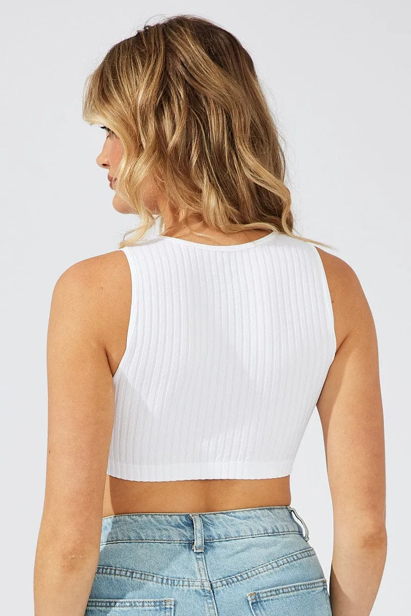 White Tank Top Crew Neck Seamless sold by Ally Fashion product image thumbnail 5