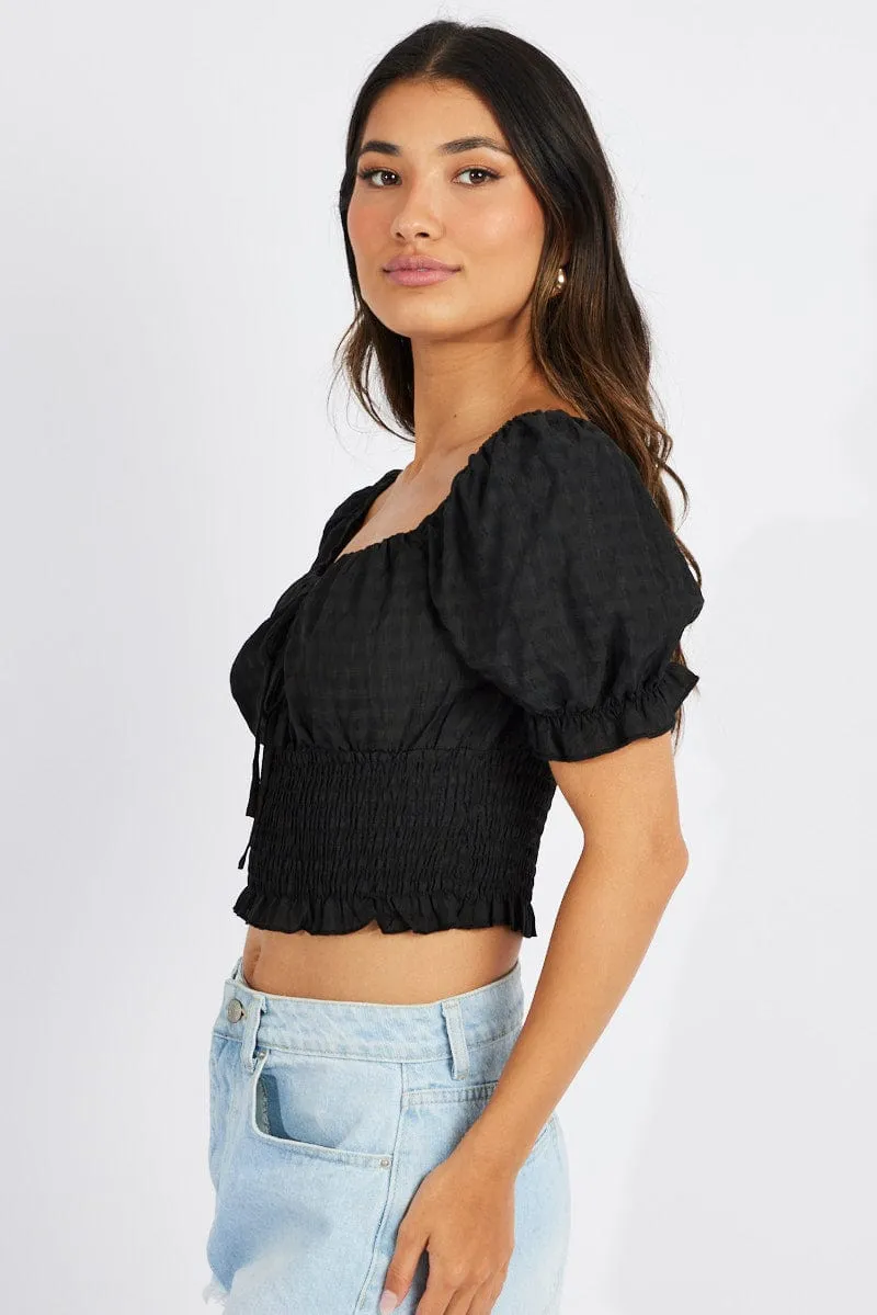 Black Crop Top Short Sleeve sold by Ally Fashion product image thumbnail 4
