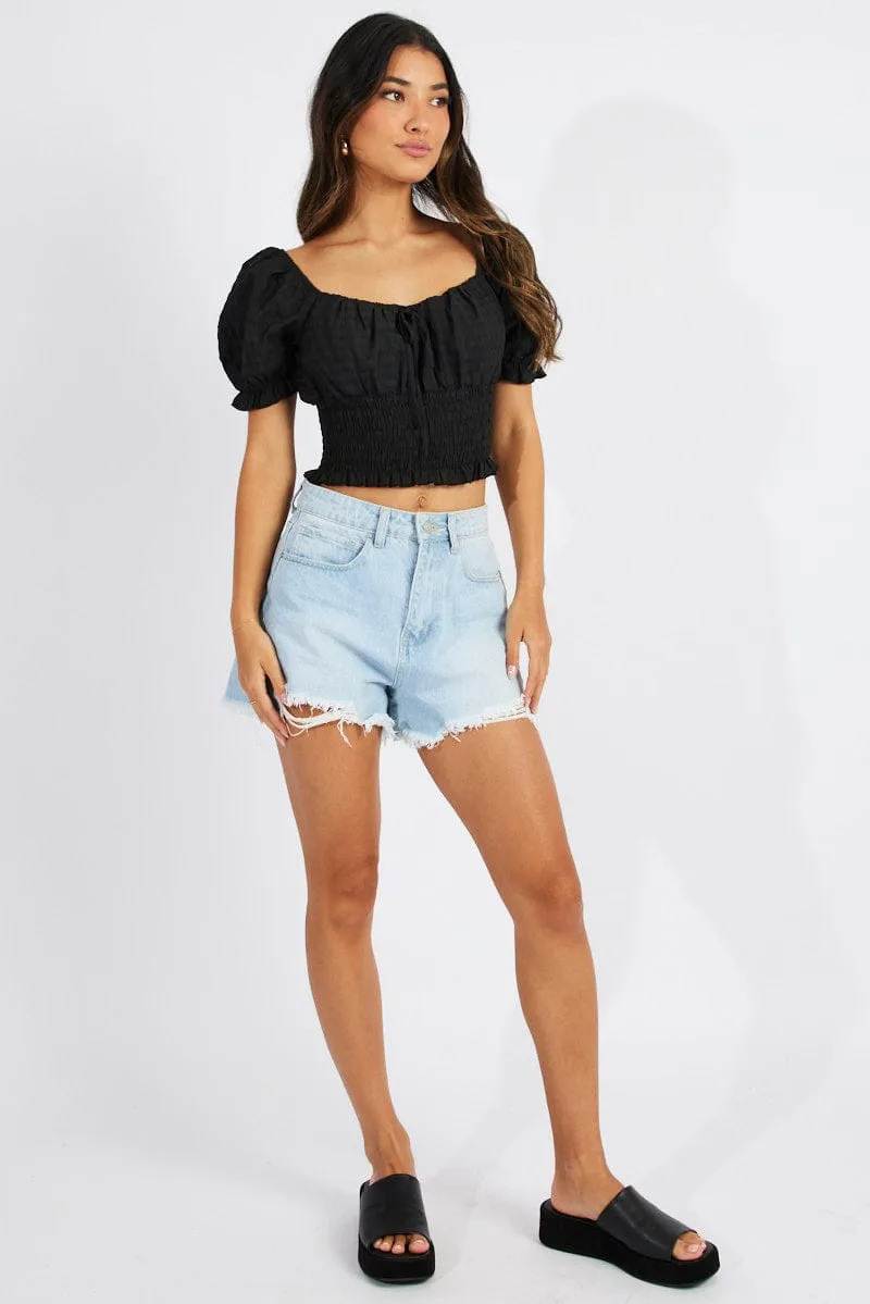 Black Crop Top Short Sleeve sold by Ally Fashion