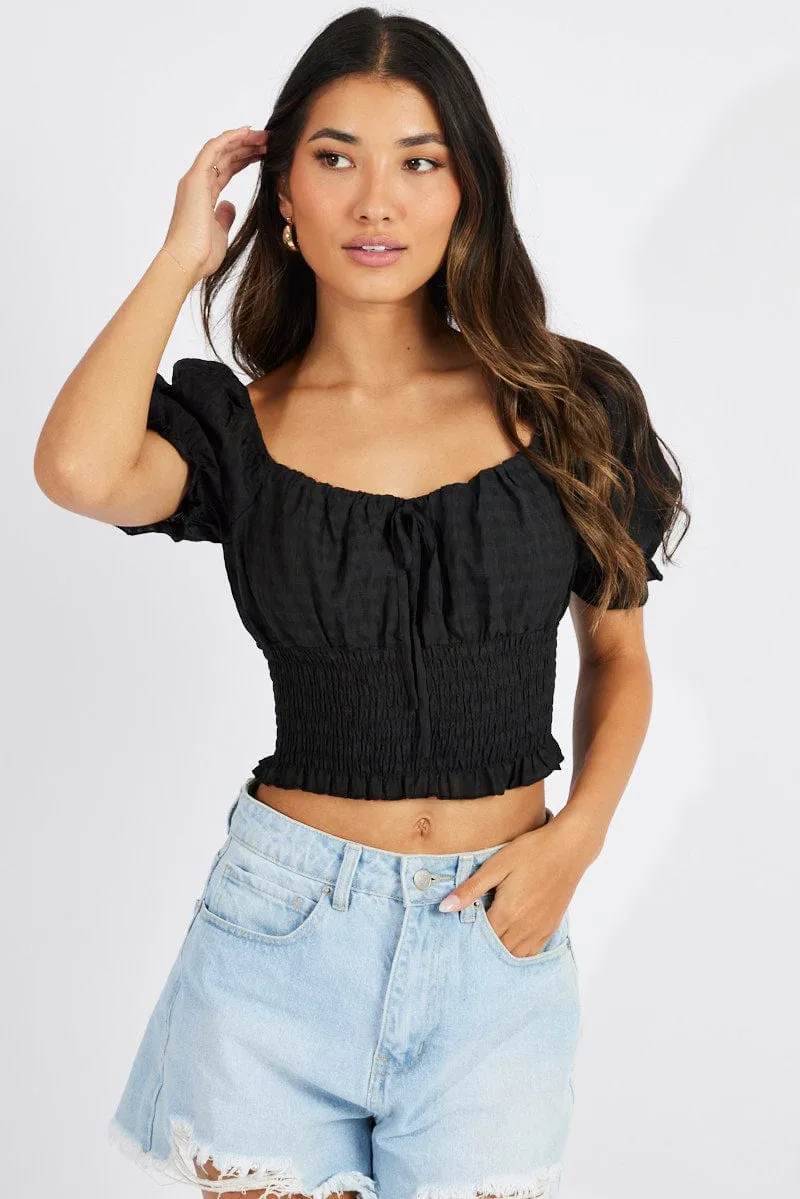 Black Crop Top Short Sleeve sold by Ally Fashion product image thumbnail 2