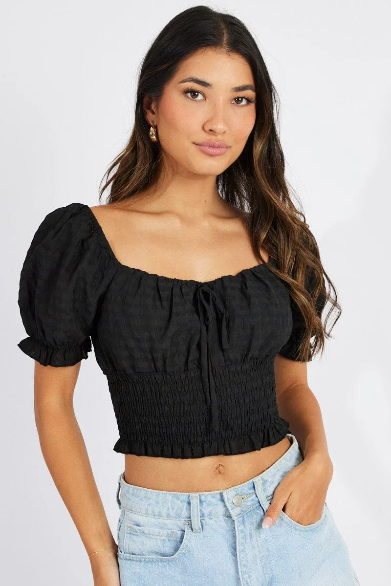 Black Crop Top Short Sleeve sold by Ally Fashion product image thumbnail 3