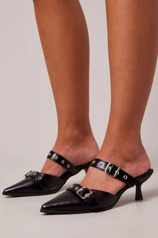 Black Buckle Heeled Shoes sold by Ally Fashion