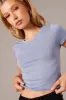 Blue T Shirt Short Sleeve Crew Neck Seamless sold by Ally Fashion