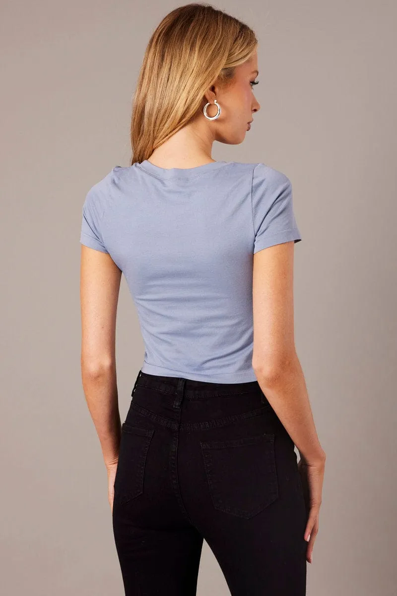 Blue T Shirt Short Sleeve Crew Neck Seamless sold by Ally Fashion product image thumbnail 5