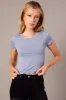 Blue T Shirt Short Sleeve Crew Neck Seamless sold by Ally Fashion