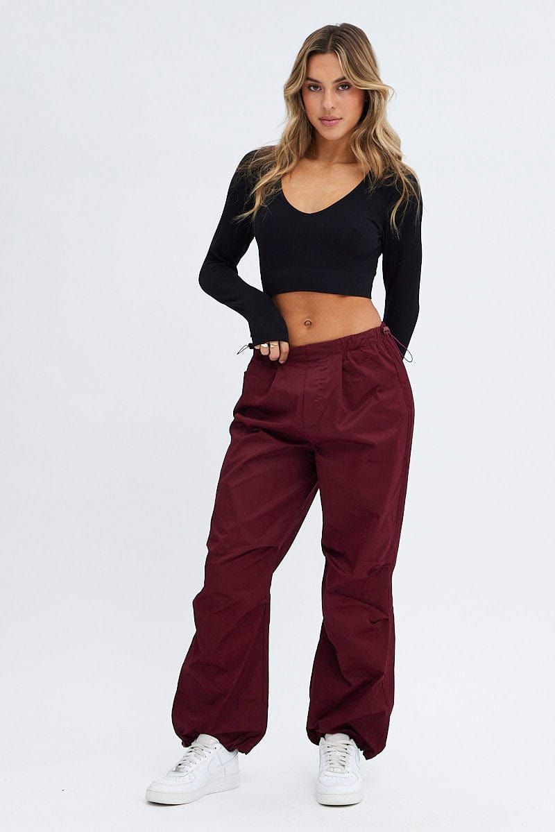 Black Top Long sleeve V neck Seamless sold by Ally Fashion product image thumbnail 2