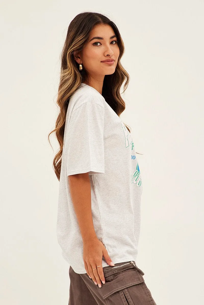 Grey Graphic T-Shirt Short Sleeve Crew Oversized sold by Ally Fashion product image thumbnail 4