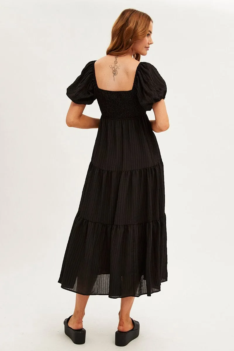 Black Maxi Dress Sweetheart Neck Puff Sleeve sold by Ally Fashion product image thumbnail 5