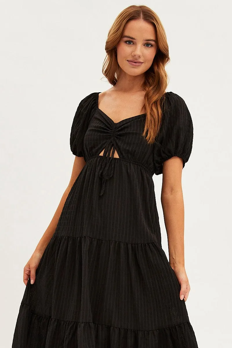 Black Maxi Dress Sweetheart Neck Puff Sleeve sold by Ally Fashion product image thumbnail 2