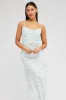 White Floral Midi Dress Gathering Bust Sleeveless sold by Ally Fashion
