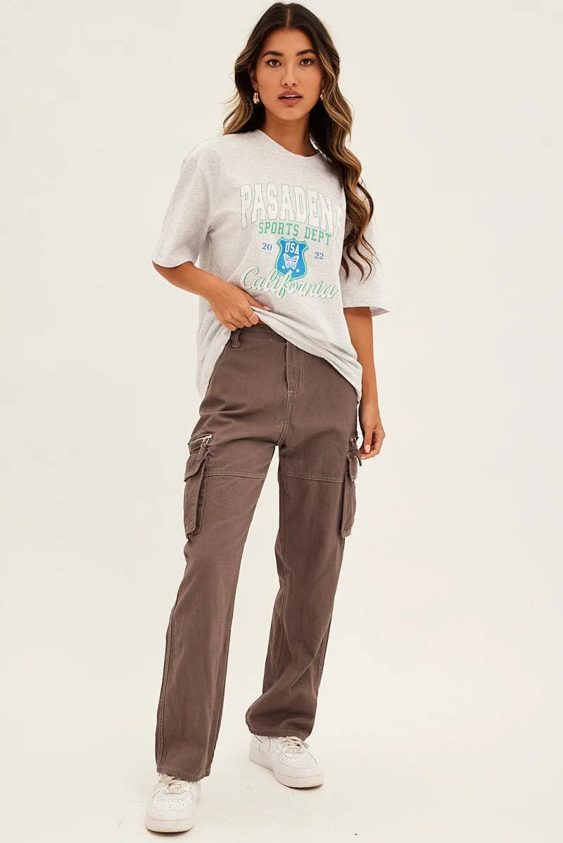 Grey Graphic T-Shirt Short Sleeve Crew Oversized sold by Ally Fashion product image thumbnail 2