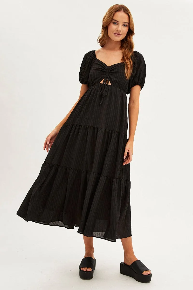 Black Maxi Dress Sweetheart Neck Puff Sleeve sold by Ally Fashion product image thumbnail 3