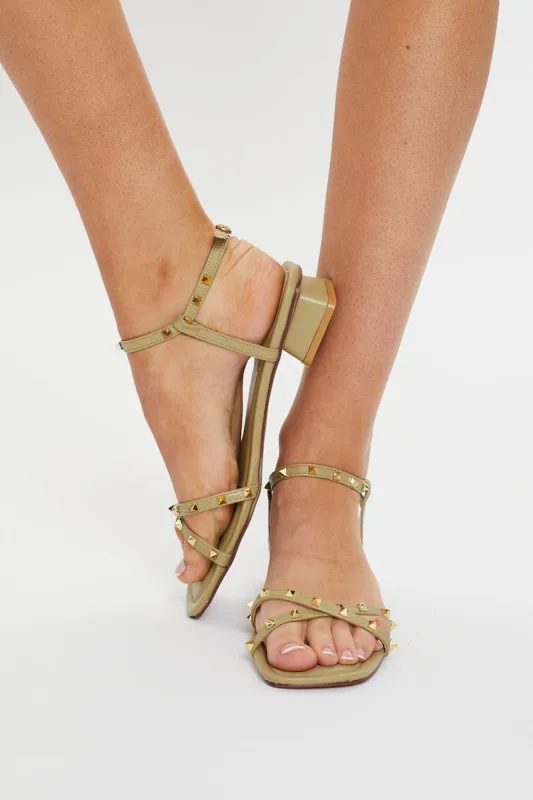 Green Stud Detail Ankle Strap Sandals sold by Ally Fashion
