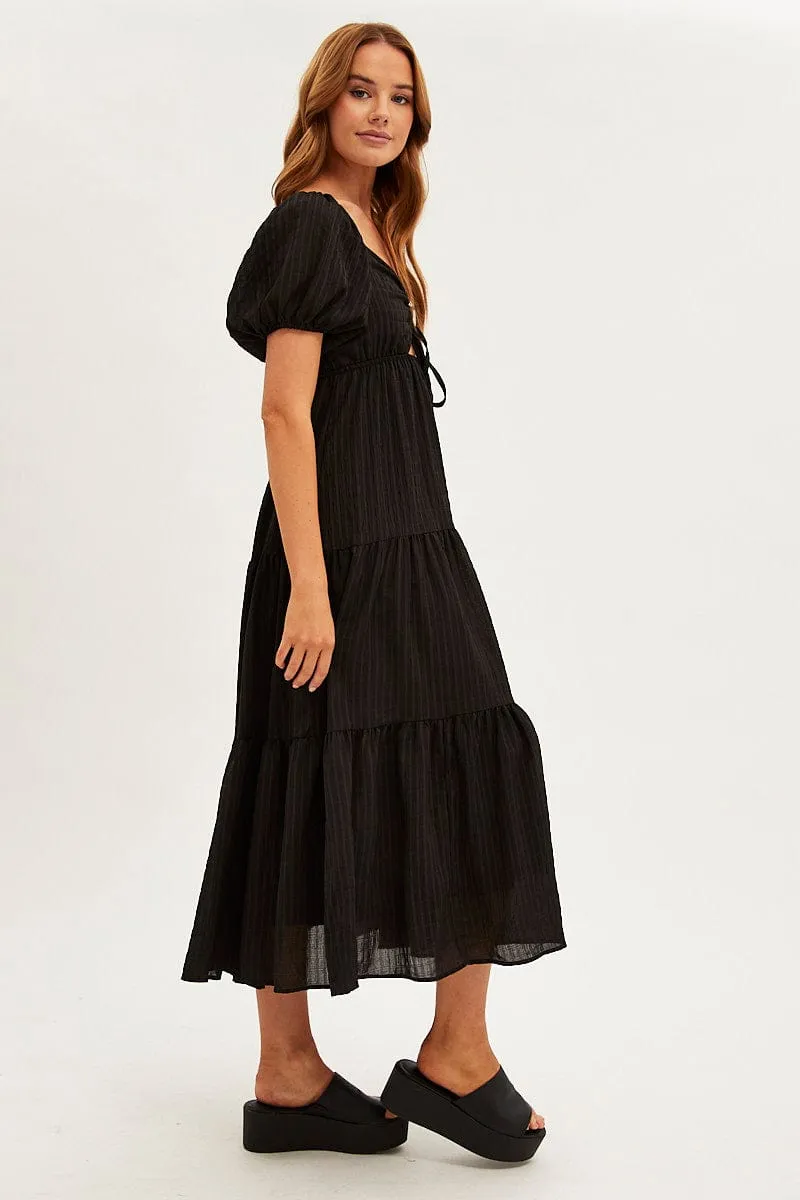 Black Maxi Dress Sweetheart Neck Puff Sleeve sold by Ally Fashion product image thumbnail 4
