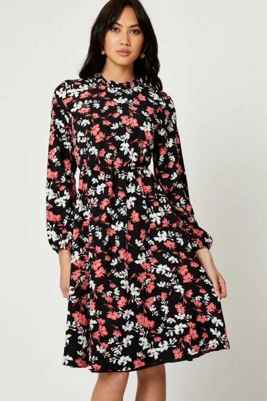 Print High Neck Floral Midi Dress sold by Ally Fashion