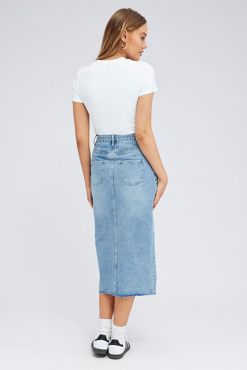 Denim Denim Skirt Midi High Rise sold by Ally Fashion product image thumbnail 5