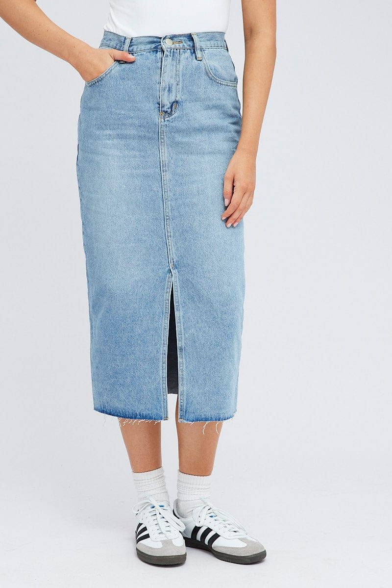 Denim Denim Skirt Midi High Rise sold by Ally Fashion product image thumbnail 2